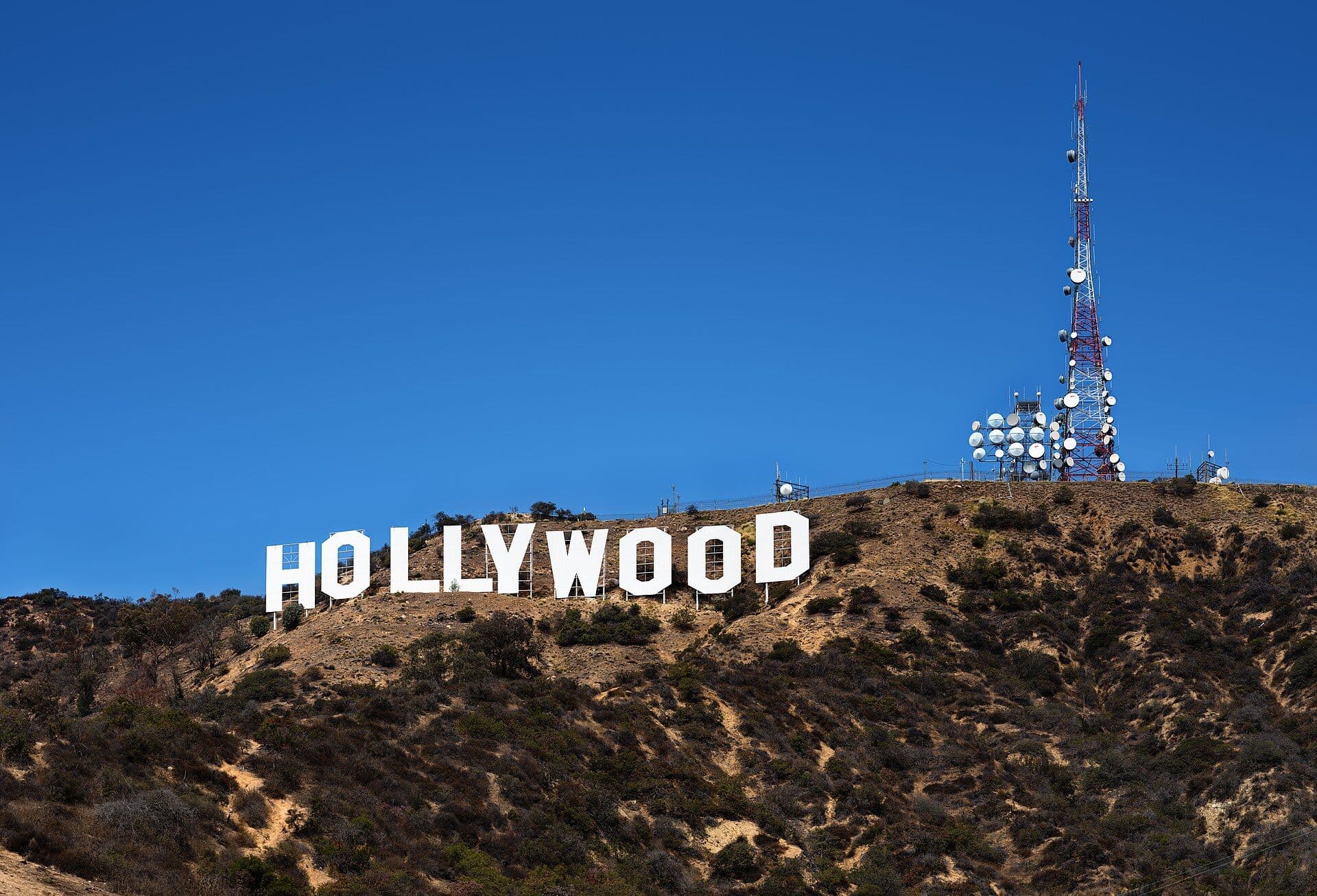 The Hollywood Sign on a hillside in Los Angeles, California